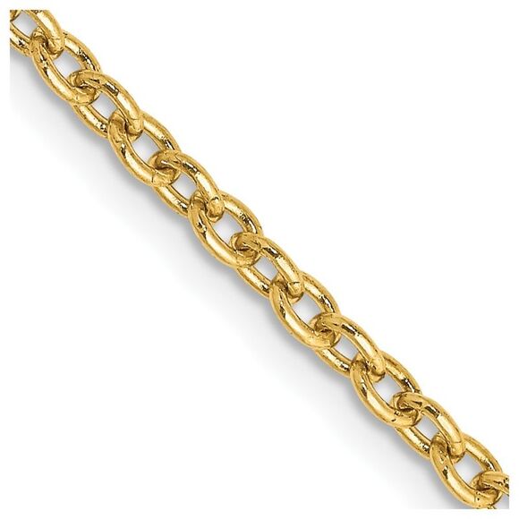14k Yellow Gold 30 inch 2.4mm Round Open Link Cable with Lobster Clasp Chain